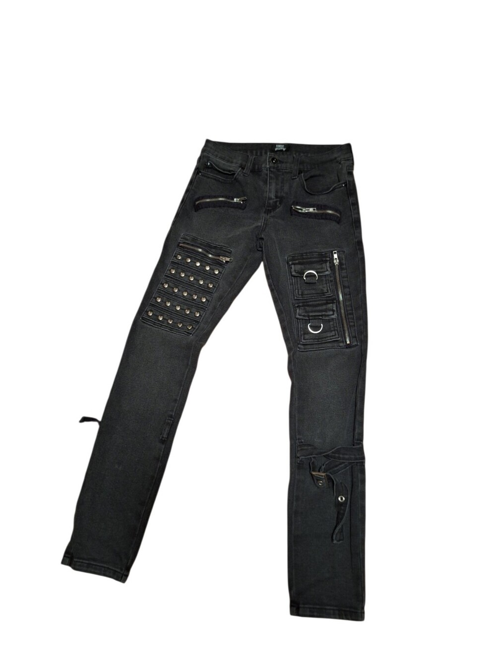 Social Collision Hot Topic Grunge Punk Black Jeans 30/32 Unisex Buckles Straps